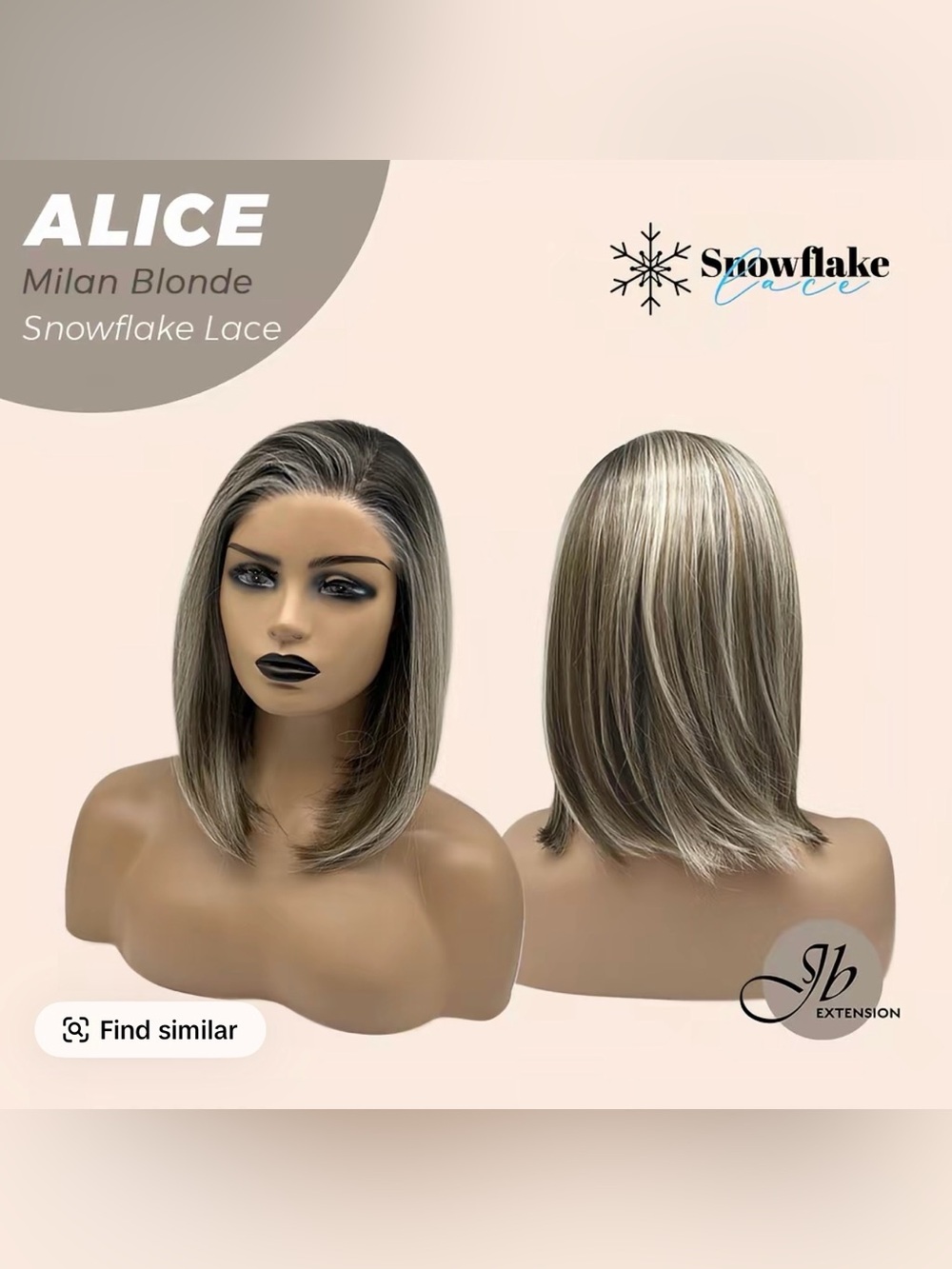 Jbextension snowflake lace wig NWT